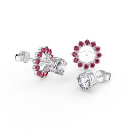 Fusion White Sapphire 9ct White Gold Stud Earrings Ruby Halo Jacket Set