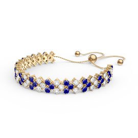 Eternity Three Row Sapphire 18ct Gold Vermeil Adjustable Tennis Bracelet