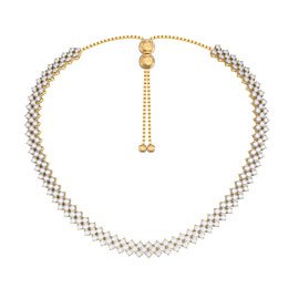 Eternity Three Row White Sapphire 18ct Gold Vermeil Adjustable Choker Tennis Necklace