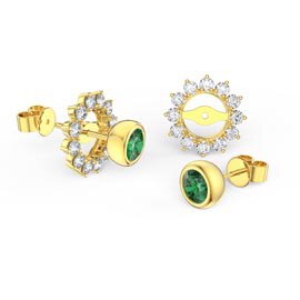 Infinity Emerald 18ct Gold Vermeil Stud Starburst Earrings Halo Jacket Set