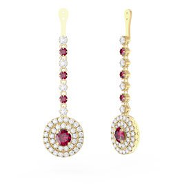 Fusion Ruby Halo 18ct Gold Vermeil Earrings Drops