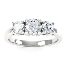Eternity Three Stone White Sapphire Platinum plated Silver Promise Ring