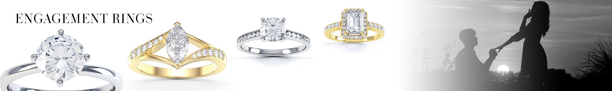 Engagement Rings - From White Sapphire set in Silver to Diamonds set in 18ct Gold or Platinum.