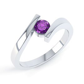 Combinations Amethyst 18ct White Gold Round Stacking Ring