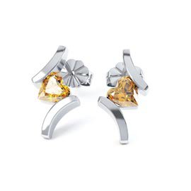 Combinations Citrine Heart Rhodium plated Silver Earrings
