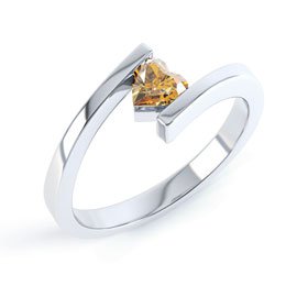 Combinations Citrine Heart Stacking Silver Ring