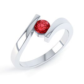 Combinations Garnet Round Stacking Silver Ring