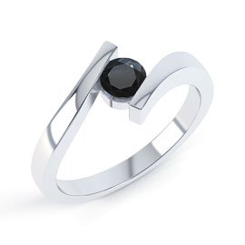 Combinations Onyx Round Stacking Silver Ring