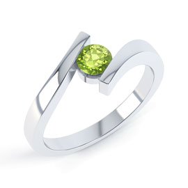 Combinations Peridot Round Stacking Silver Ring