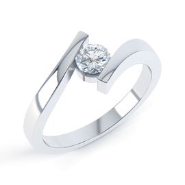 Combinations White Sapphire Platinum plated Silver Round Stacking Ring