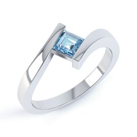 Combinations Blue Topaz Square Stacking Silver Ring