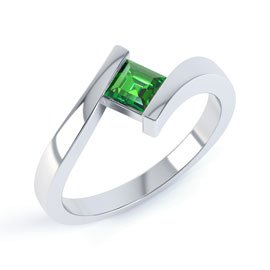 Combinations Chrome Diopside Square Stacking Silver Ring