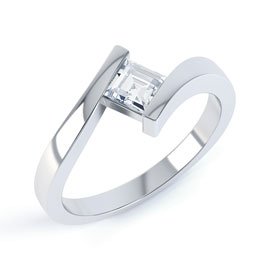 Combinations White Topaz Square Stacking Silver Ring