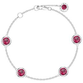 Ruby By the Yard Platinum plated Silver Bracelet