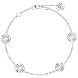 White Sapphire By the Yard Platinum plated Silver Bracelet