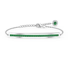Princess Emerald 9ct White Gold Line Bracelet