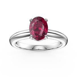 Unity 1.25ct Oval Ruby Solitaire Platinum plated Silver Promise Ring