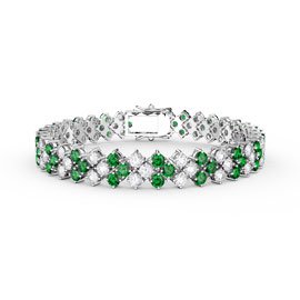 Eternity Three Row Emerald CZ Platinum plated Silver Tennis Bracelet