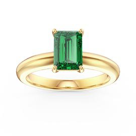 Unity 1ct Emerald cut Emerald Solitaire 9ct Yellow Gold Proposal Ring