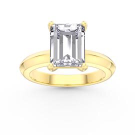 Unity 3ct Moissanite Emerald Cut Solitaire 9ct Yellow Gold Proposal Ring
