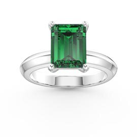 Unity 3ct Emerald Cut Emerald Solitaire 9ct White Gold Proposal Ring