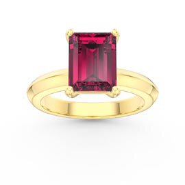 Unity 3ct Ruby Emerald Cut Solitaire 18ct Yellow Gold Engagement Ring