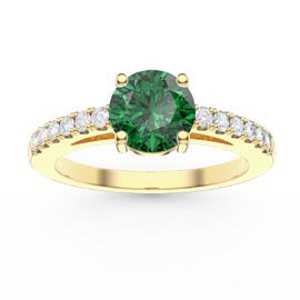 Unity 1ct Emerald Moissanite Pave 18ct Yellow Gold Engagement Ring
