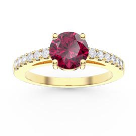 Unity 1ct Ruby Moissanite Pave 9ct Yellow Gold Proposal Ring