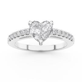Unity 1ct Diamond Heart Pave 18ct White Gold Engagement Ring