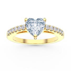Unity 1ct Heart Aquamarine Pave 9ct Yellow Gold Proposal Ring