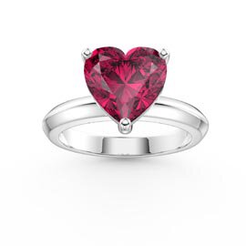Unity 2ct Heart Ruby Solitaire 9ct White Gold Promise Ring