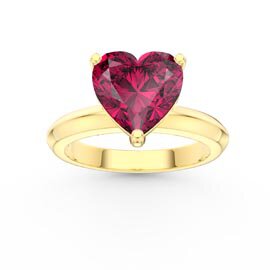 Unity 2ct Heart Ruby Solitaire 9ct Yellow Gold Promise Ring
