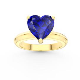 Unity 2ct Heart Blue Sapphire Solitaire 18ct Yellow Gold Proposal Ring