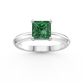 Unity 1ct Princess Emerald Platinum plated Silver Promise Ring