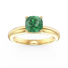 Unity 1ct Emerald Cushion Cut Solitaire 9ct Yellow Gold Proposal Ring