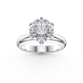 Unity 2ct White Sapphire Classic Solitaire Platinum plated Silver Promise Ring