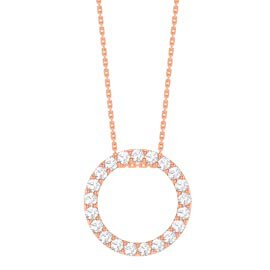 Infinity Circle White Sapphire Halo 18ct Rose Gold Vermeil Pendant Large