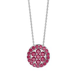 Infinity Ruby Pave and Halo Platinum plated Silver Pendant Set