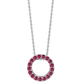 Infinity Circle Ruby Halo Platinum plated Silver Pendant