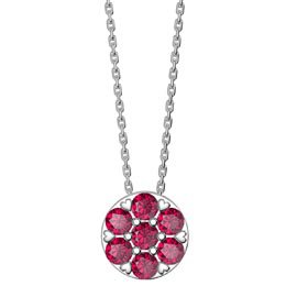 Infinity Pave Ruby Halo Platinum plated Silver Pendant