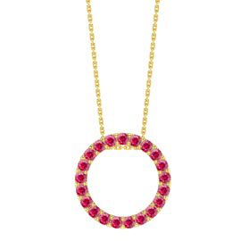 Infinity Circle Ruby Halo 18ct Gold Vermeil Pendant Large