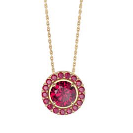 Infinity Ruby Solitaire and Halo 18ct Gold Vermeil Pendant Set