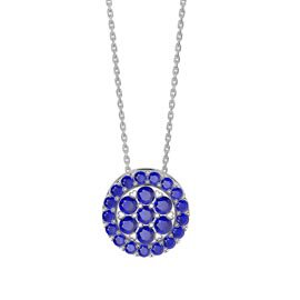Infinity Sapphire Pave and Halo Platinum plated Silver Pendant Set