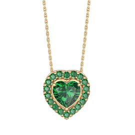 Infinity Emerald Heart Solitaire and Halo 18ct Gold Vermeil Pendant Set