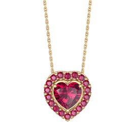 Infinity Heart Ruby Solitaire and Halo 18ct Gold Vermeil Pendant Set