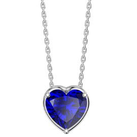 Infinity 1ct Heart Blue Sapphire Platinum plated Silver Pendant