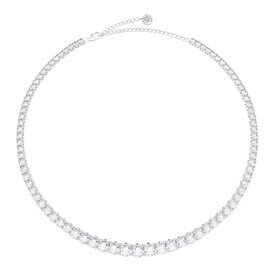Eternity 30ct Diamond CZ Rhodium plated Silver Graduated Tennis Necklace