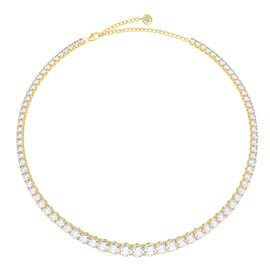 Eternity 30ct Diamond CZ 18ct Gold plated Silver Graduated Tennis Necklace