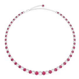 Eternity 30ct Ruby Platinum plated Silver Graduated Tennis Necklace