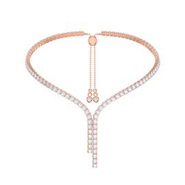 Eternity Asymmetric Drop Diamond CZ 18ct Rose Gold plated Silver Tennis Necklace